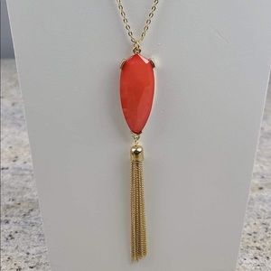 Gold tone tassel necklace and earrings set